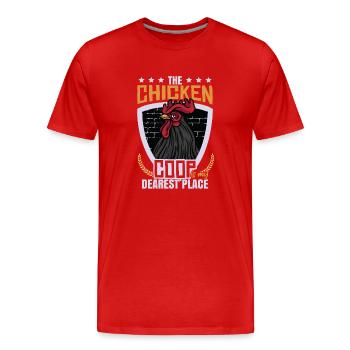 The Chicken Coop - Men's Premium Organic T-Shirt - red - Front - Damien (186cm)