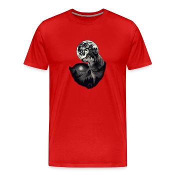 Forêt avec pleine lune et loup gris animal sauvage - T-shirt bio Premium Homme - rouge - Devant - Damien (186cm)