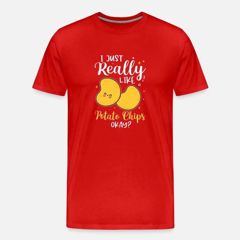 Chips Essen Snacks Süßigkeiten Geschenk - Männer Premium Bio T-Shirt - Rot