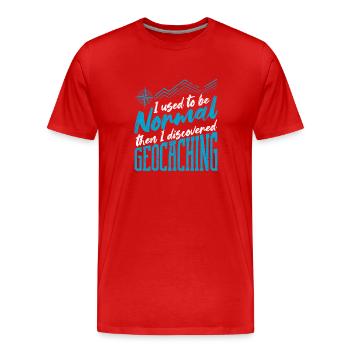 J’étais normal, puis j’ai découvert la géocache - T-shirt bio Premium Homme - rouge - Devant - Damien (186cm)