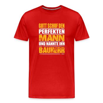 Bauherr - Männer Premium Bio T-Shirt - Rot - Vorne - Damien (186cm)