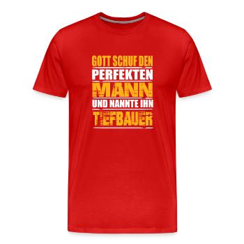 Tiefbauer - Männer Premium Bio T-Shirt - Rot - Vorne - Damien (186cm)
