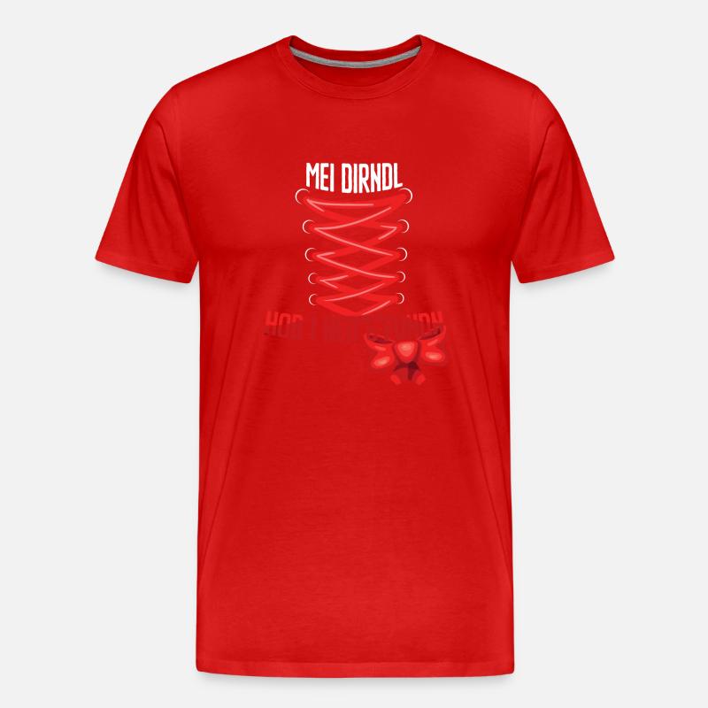 Dirndlersatz Schleife Seite - Männer Premium Bio T-Shirt - Rot
