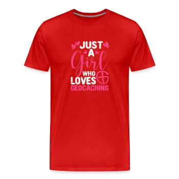 Juste une fille qui aime le géocaching Funny Geo - T-shirt bio Premium Homme - rouge - Devant - Damien (186cm)