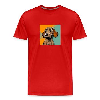 Dog in comic style - Men's Premium Organic T-Shirt - red - Front - Damien (186cm)