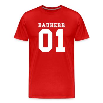 Bauherr - Männer Premium Bio T-Shirt - Rot - Vorne - Damien (186cm)