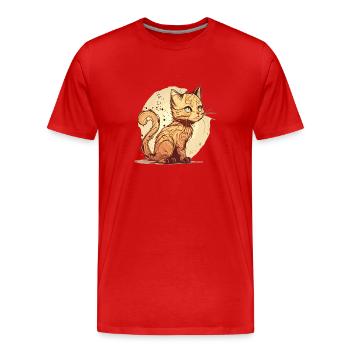 Cat in comic style - Men's Premium Organic T-Shirt - red - Front - Damien (186cm)
