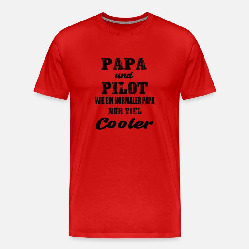 Papa und Pilot - Männer Premium Bio T-Shirt - Rot