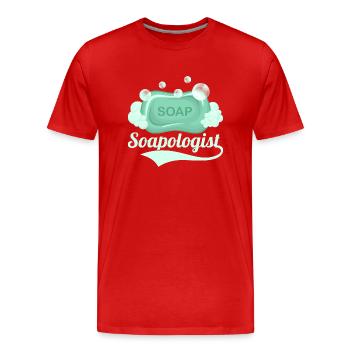 Savonologue Savonnier Fabrication de savon - T-shirt bio Premium Homme - rouge - Devant - Damien (186cm)
