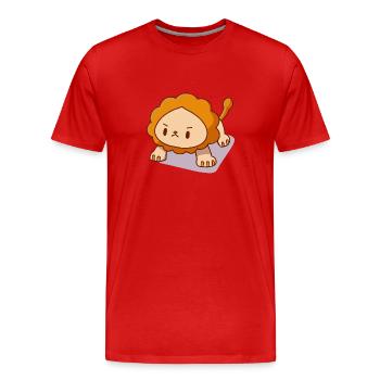 Löwe Liegestütze Kawaii Anstrengend Stark - Männer Premium Bio T-Shirt - Rot - Vorne - Damien (186cm)