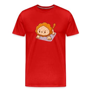 Löwe Liegestütze Kawaii Anstrengend Stark - Männer Premium Bio T-Shirt - Rot - Vorne - Damien (186cm)