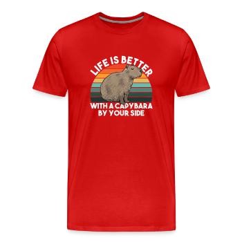 Rongeur Capybara - T-shirt bio Premium Homme - rouge - Devant - Damien (186cm)
