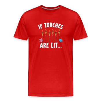 When Torches Burn Hawaiian Luau Party Tiki - Men's Premium Organic T-Shirt - red - Front - Damien (186cm)