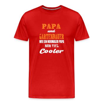 Papa und Gartenbauer - Männer Premium Bio T-Shirt - Rot - Vorne - Damien (186cm)