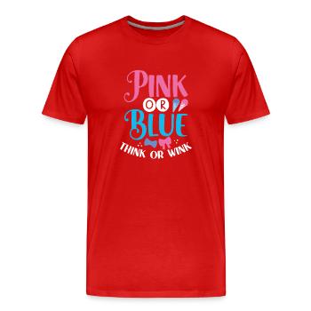 Pensez rose ou bleu ou clin d’œil - T-shirt bio Premium Homme - rouge - Devant - Damien (186cm)