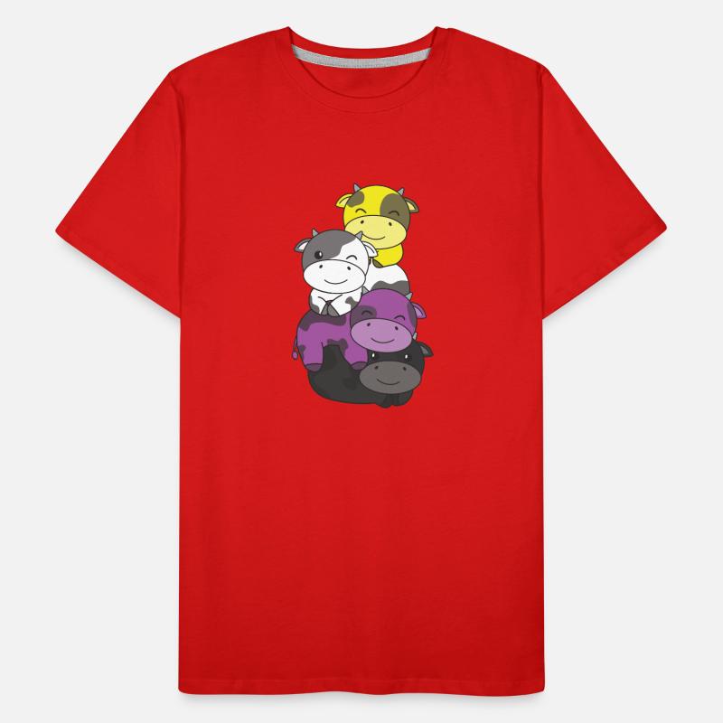 Nonbinary Flag Pride LGBTQ Cute Cow Stack T-shirt bio Premium Homme