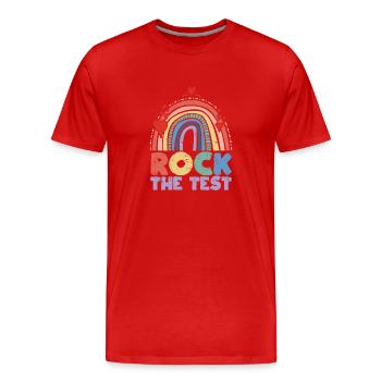 Jour de l’examen Rock of the Test Teacher Humour de l’examen - T-shirt bio Premium Homme - rouge - Devant - Damien (186cm)