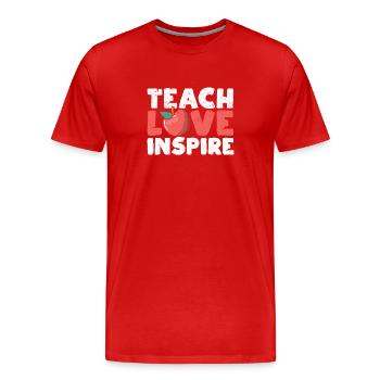 Enseigner l’amour inspirer l’enseignement de la maternelle - T-shirt bio Premium Homme - rouge - Devant - Damien (186cm)