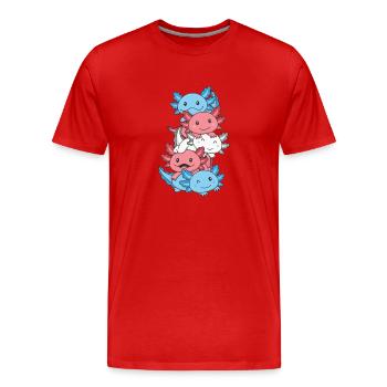 Transgender Flag Pride LGBTQ Mignon Axolotl Stack - T-shirt bio Premium Homme - rouge - Devant - Damien (186cm)