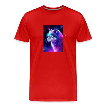 Wolf Galaxy Space Graphic Wolf Lover - T-shirt bio Premium Homme - rouge - Devant - Damien (186cm)