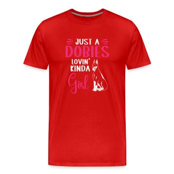 Doberman Pinscher Dog Dobie - Men's Premium Organic T-Shirt - red - Front - Damien (186cm)