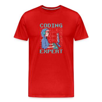 Coding Experte Programmieren Coder Programmierer - Männer Premium Bio T-Shirt - Rot - Vorne - Damien (186cm)