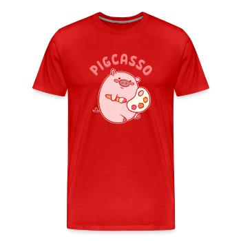 Cochon d’artiste d’artistes visuels - T-shirt bio Premium Homme - rouge - Devant - Damien (186cm)
