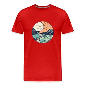 wundervolle Natur - Männer Premium Bio T-Shirt - Rot - Vorne - Damien (186cm)
