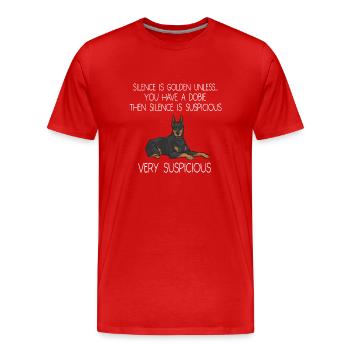 Dobermann Pinscher Hund Dobie - Männer Premium Bio T-Shirt - Rot - Vorne - Damien (186cm)