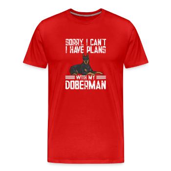 Doberman Pinscher Dog Dobie - Men's Premium Organic T-Shirt - red - Front - Damien (186cm)