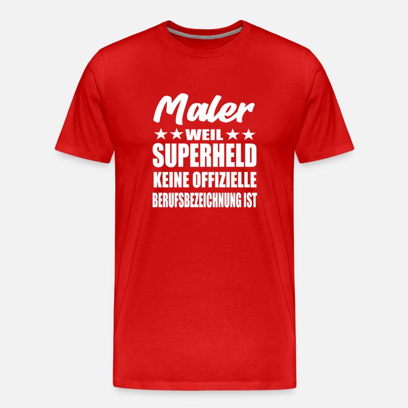 Maler Superheld Spruch - Männer Premium Bio T-Shirt - Rot