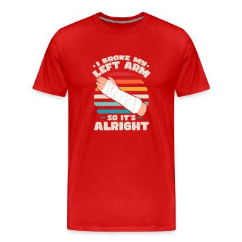 Gebrochener Arm Lustig - Männer Premium Bio T-Shirt - Rot - Vorne - Damien (186cm)
