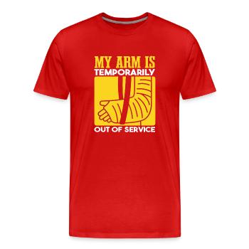 Mein Arm ist vorübergehend außer Betrieb - Männer Premium Bio T-Shirt - Rot - Vorne - Damien (186cm)