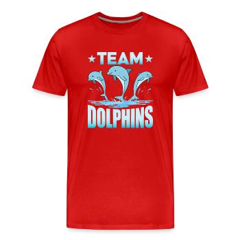 Team Dolphins - Männer Premium Bio T-Shirt - Rot - Vorne - Damien (186cm)