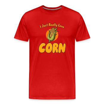 Ich liebe Mais einfach sehr - Männer Premium Bio T-Shirt - Rot - Vorne - Damien (186cm)
