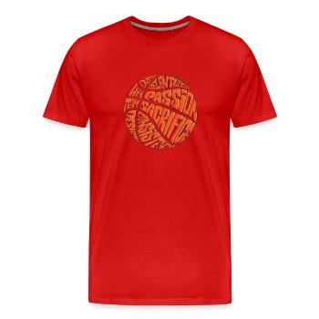Graphique de basket-ball avec les valeurs pour le meneur de jeu - T-shirt bio Premium Homme - rouge - Devant - Damien (186cm)