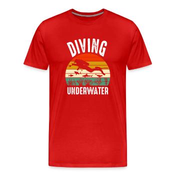 Diving underwater world Diver Taucher - Men's Premium Organic T-Shirt - red - Front - Damien (186cm)