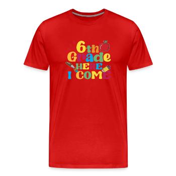 6th grade: This is where I come back to school - Men's Premium Organic T-Shirt - red - Front - Damien (186cm)