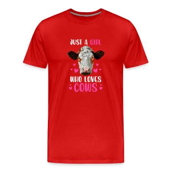 Just A Girl Who Loves Cows - Men's Premium Organic T-Shirt - red - Front - Damien (186cm)