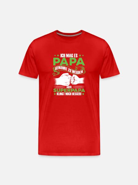 Papa Superpapa Sprüche - Männer Premium Bio T-Shirt - Rot