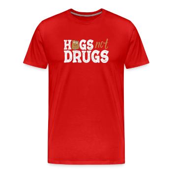 Des câlins au lieu de drogues - T-shirt bio Premium Homme - rouge - Devant - Damien (186cm)