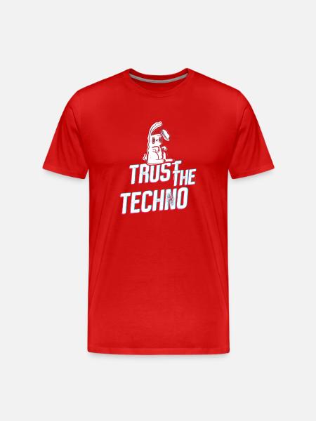 Trust the Techno Bunny - Männer Premium Bio T-Shirt - Rot