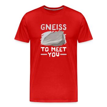 Gneis zum Kennenlernen Geologie Steinsammeln - Männer Premium Bio T-Shirt - Rot - Vorne - Damien (186cm)