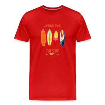 J'peux pas j'ai surf - surfeuse - humour - sport - T-shirt bio Premium Homme - rouge - Devant - Damien (186cm)