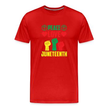 Peace Love Juneteenth Black African American - T-shirt bio Premium Homme - rouge - Devant - Damien (186cm)