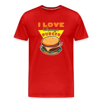 I Love Cheese Burger - Männer Premium Bio T-Shirt - Rot - Vorne - Damien (186cm)