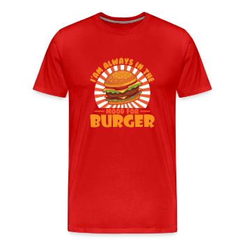 Ich bin immer in der Stimmung für Burger - Männer Premium Bio T-Shirt - Rot - Vorne - Damien (186cm)
