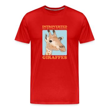 Giraffe Giraffe Gift - Men's Premium Organic T-Shirt - red - Front - Damien (186cm)