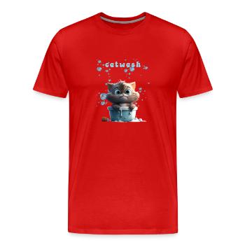 Drôle de chat Motif Chat Chat Chat Chat Lingerie - T-shirt bio Premium Homme - rouge - Devant - Damien (186cm)