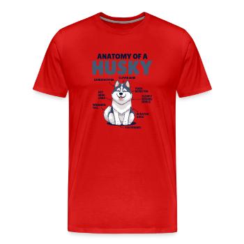 Explication du chien Anatomie d’un Husky - T-shirt bio Premium Homme - rouge - Devant - Damien (186cm)